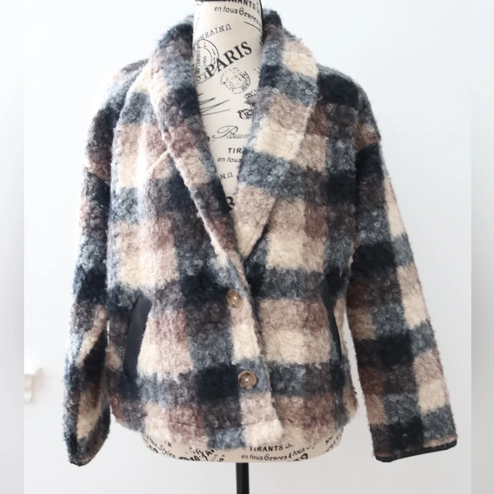 Knox Rose Women's Plaid Sweater Overcoat Black Plaid Size XS - Picture 4 of 10